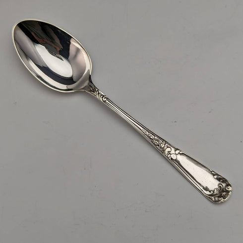 English antique silver plate teaspoon 12 sugar tongs set in case